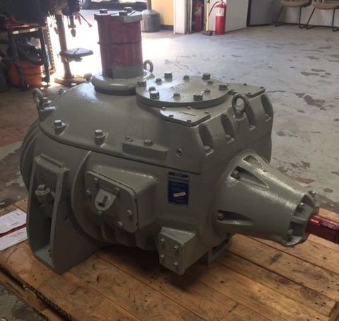 Rebuilt rotary blower unit after cleaning and repainting